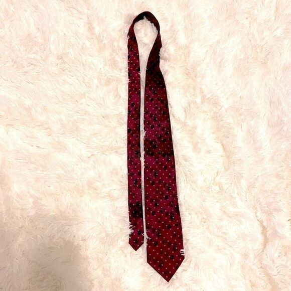 🌷 Ferucci🌷100% Silk Tie Burgundy Red - Picture 6 of 6